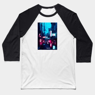 Tokyo Street Neon Synthwave Baseball T-Shirt